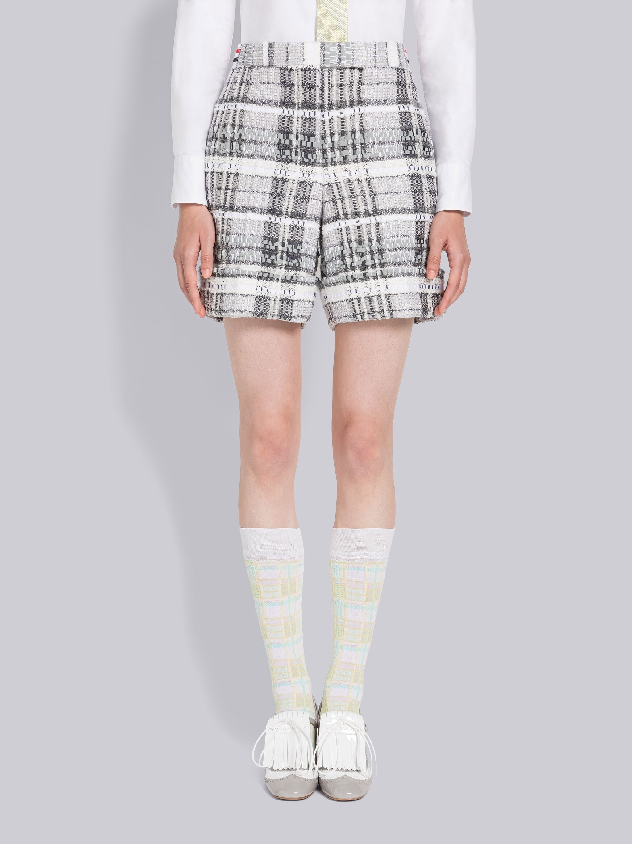 Frayed Madras Chenille Tweed Low Rise Short - 1