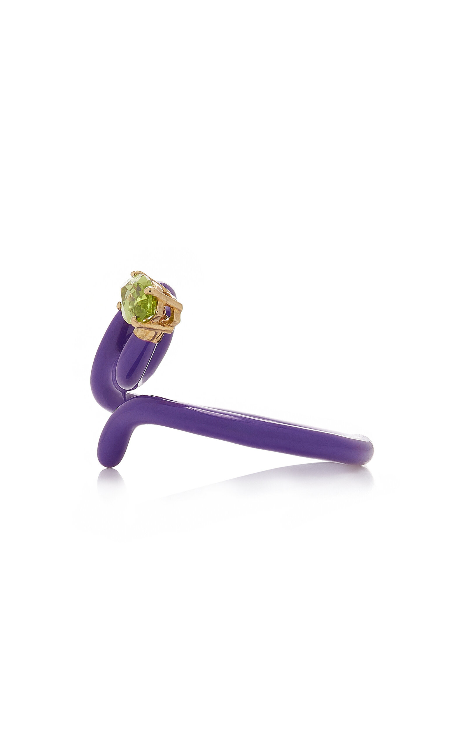 Baby Vine Enameled 9K Yellow Gold Peridot Ring purple - 4