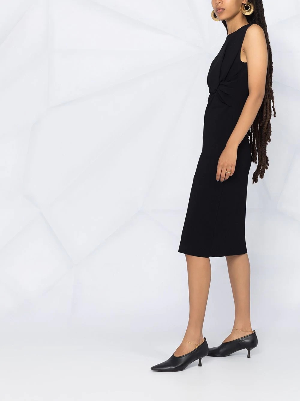 fitted black dress with twist knot detail - 4