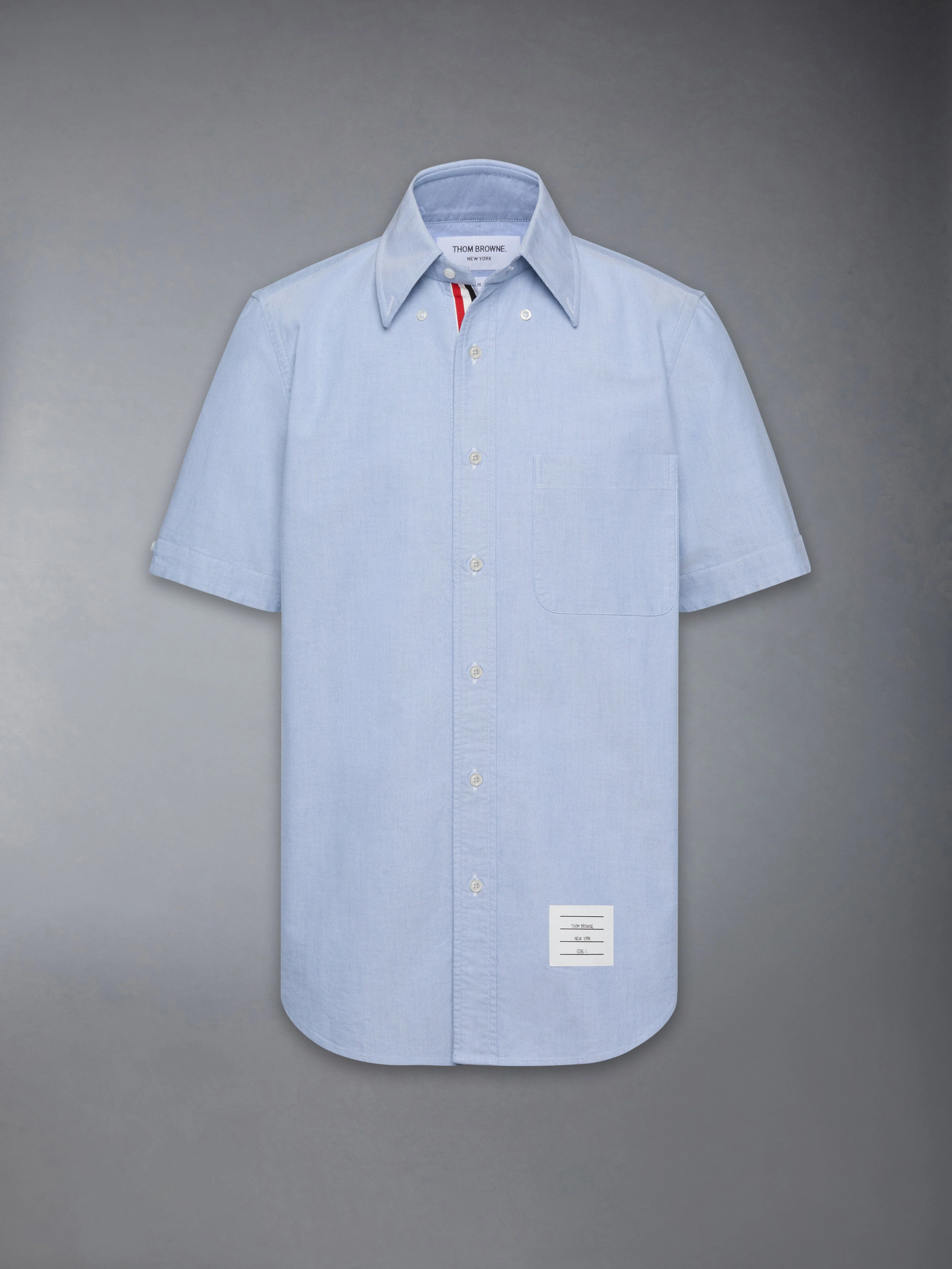 STRAIGHT FIT BUTTON DOWN SHORT SLEEVE SHIRT W/ CF GG PLACKET IN OXFORD - 1