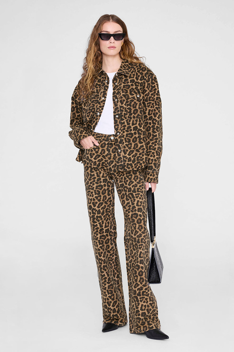 ANINE BING Paxton Shirt - Black And Brown Leopard outlook