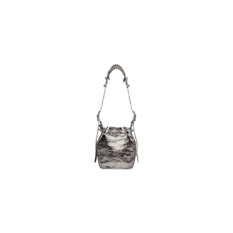 Women's Le Cagole Xs Bucket Bag Metallized With Rhinestones in Silver 4