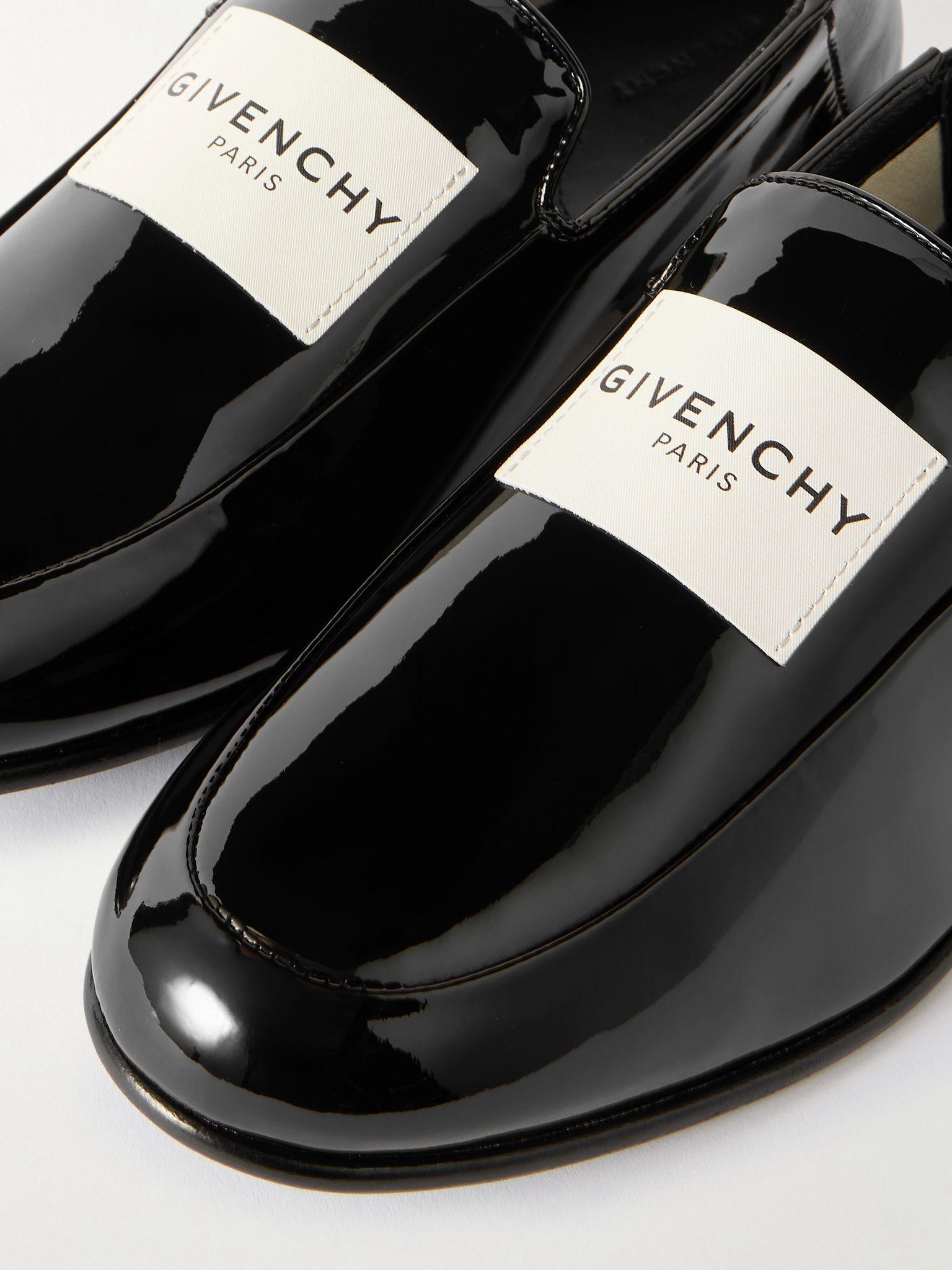 Collapsible-heel appliquéd patent-leather loafers Black - 4
