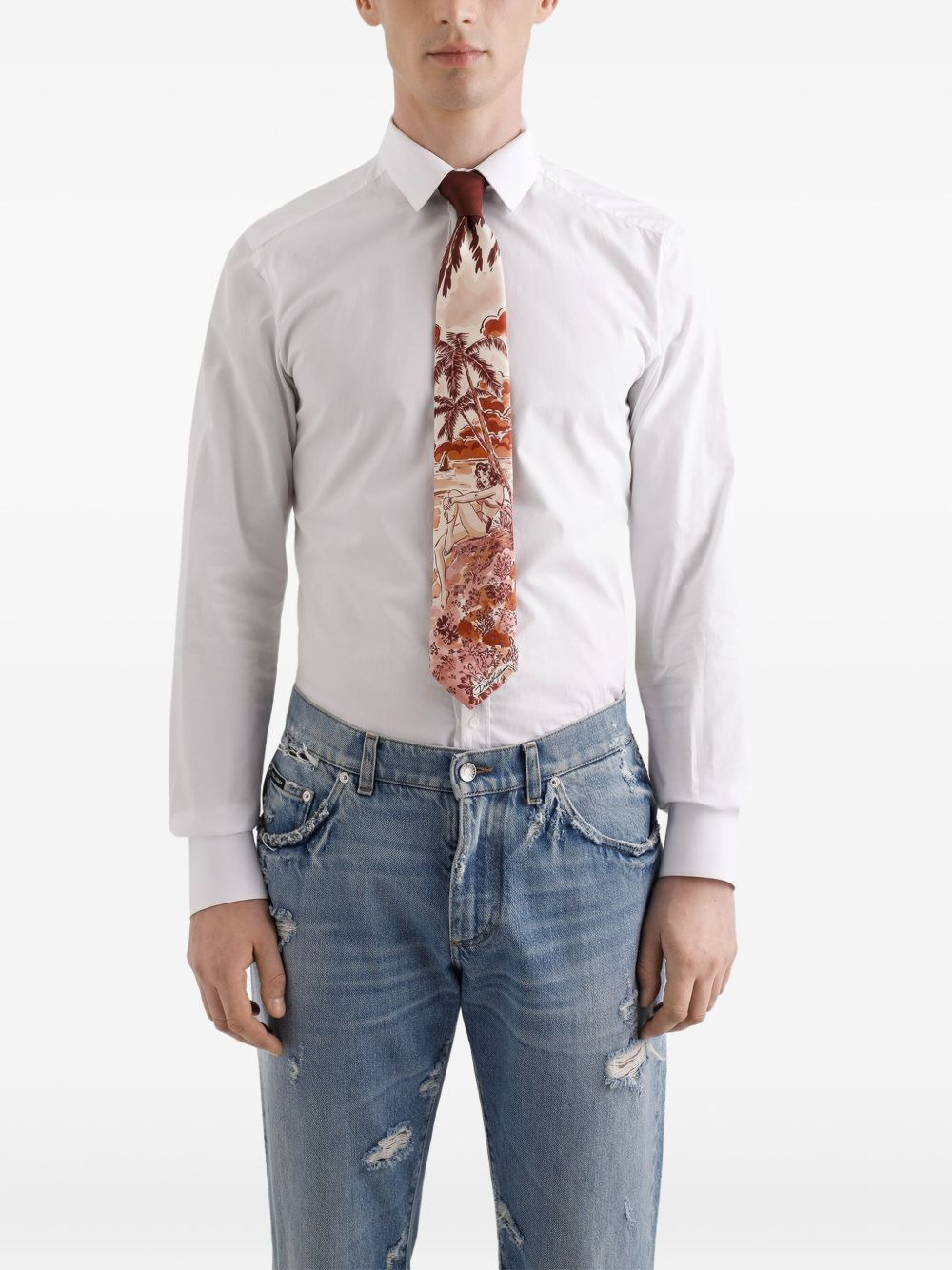 graphic-print tie - 3