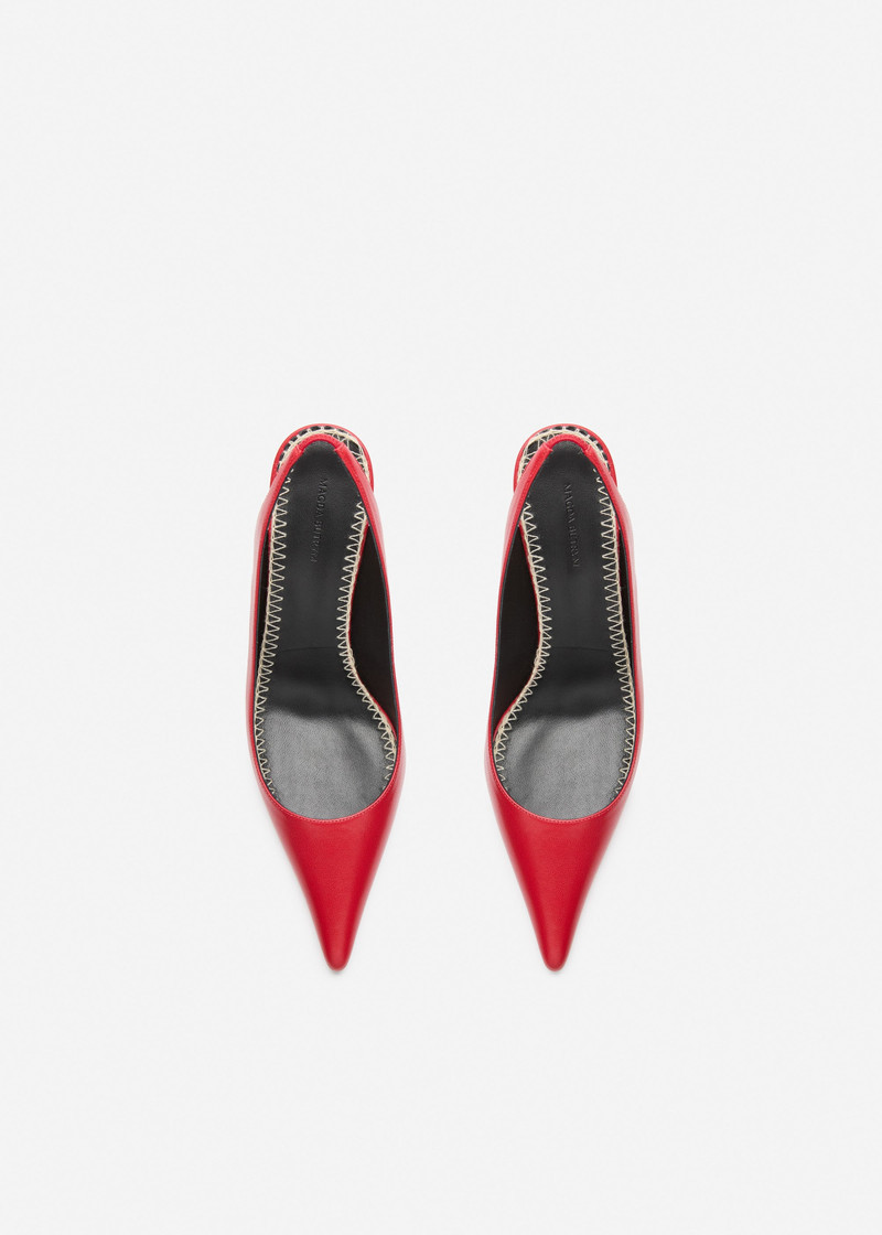 Low slingback pumps in red leather 3