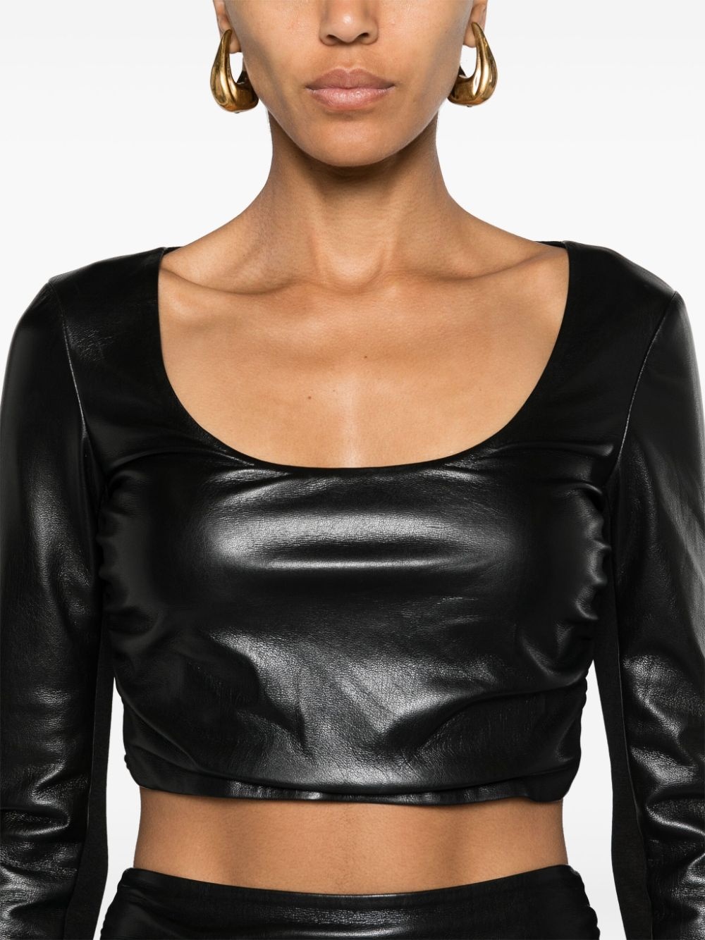 scoop-neck ruched crop top - 5