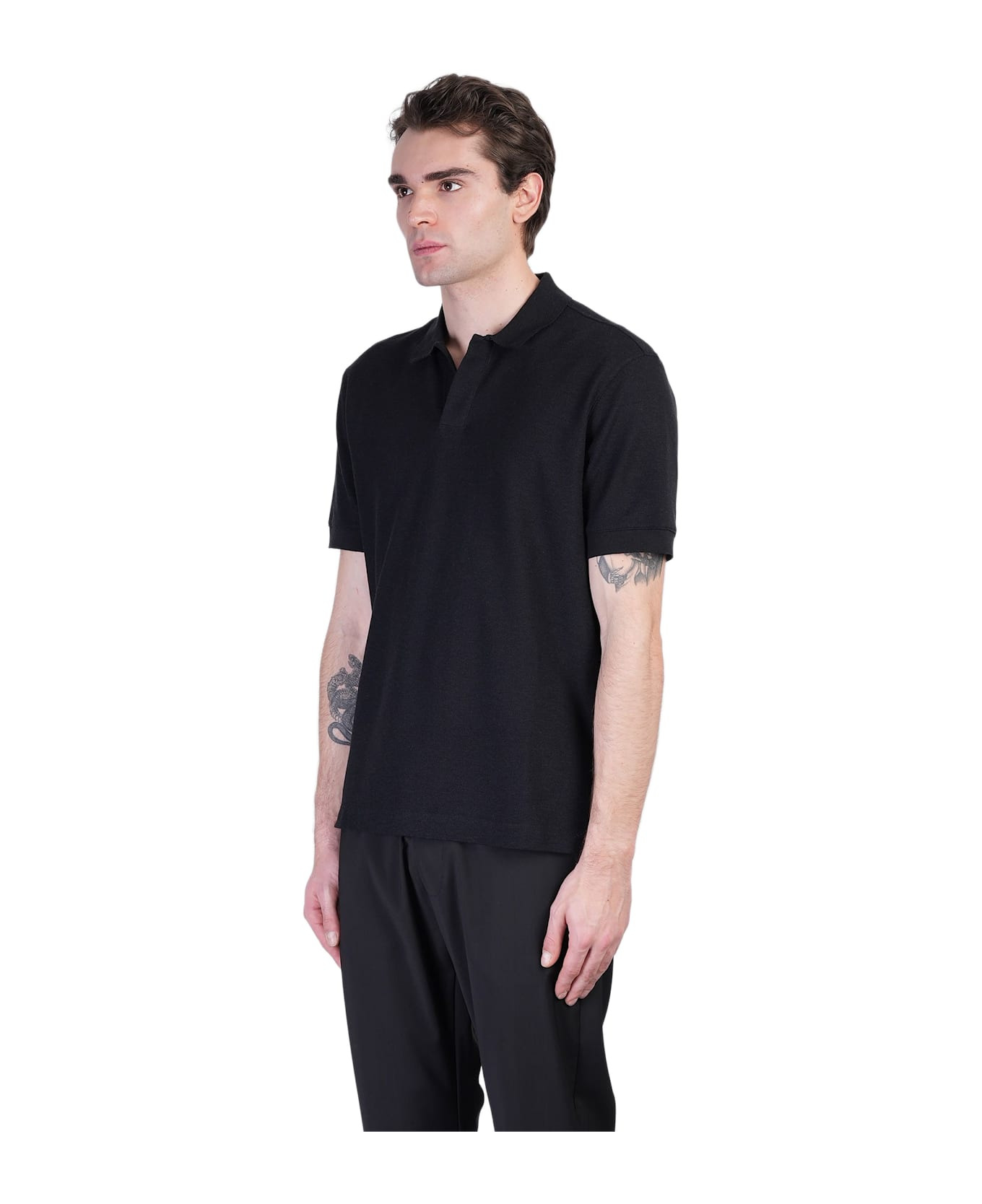 Polo In Black Cotton - 4