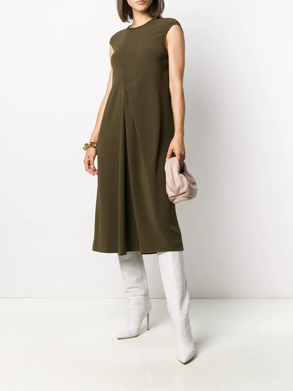 draped-detail midi dress - 2