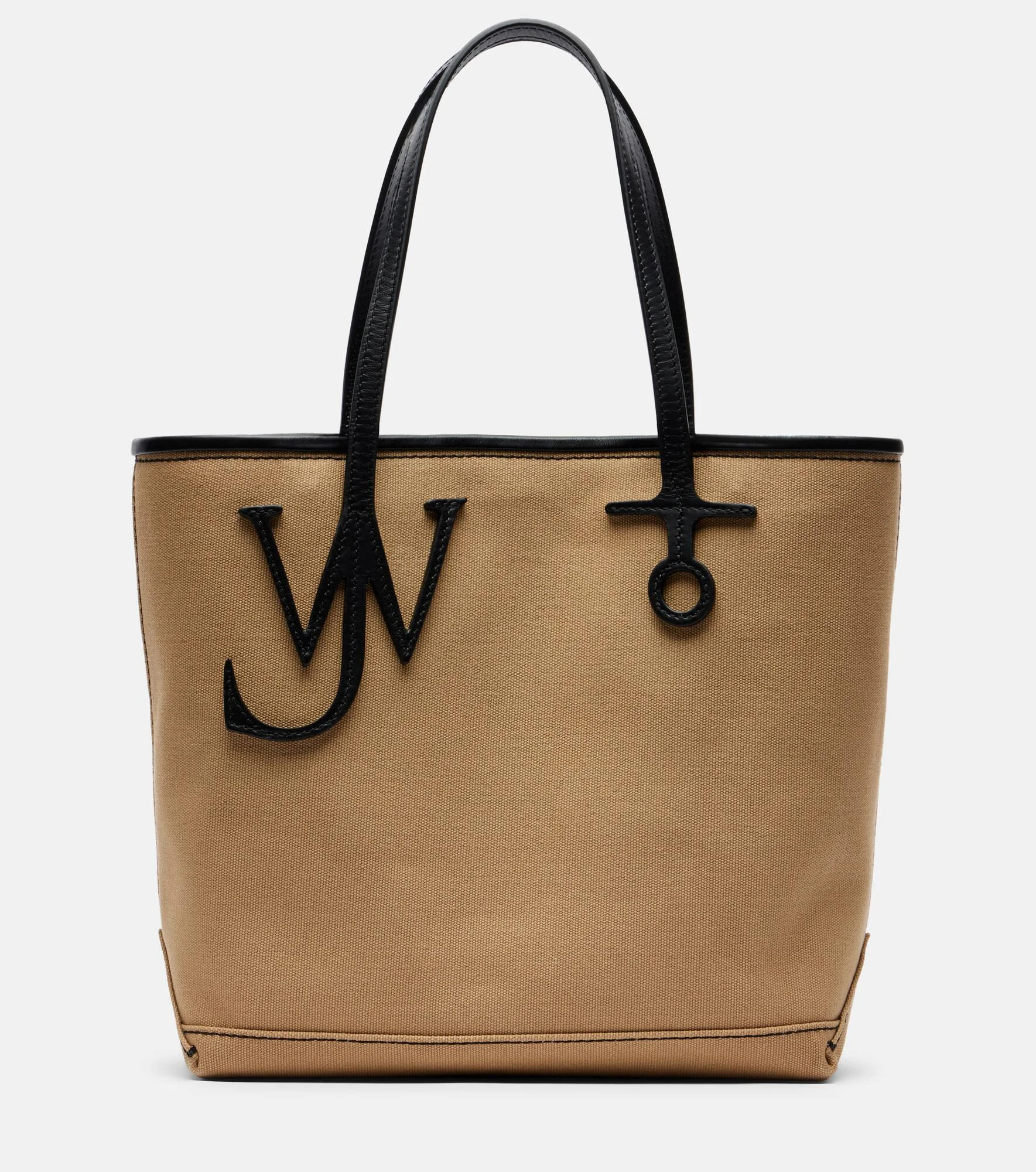 Leather-trimmed canvas tote bag - 1
