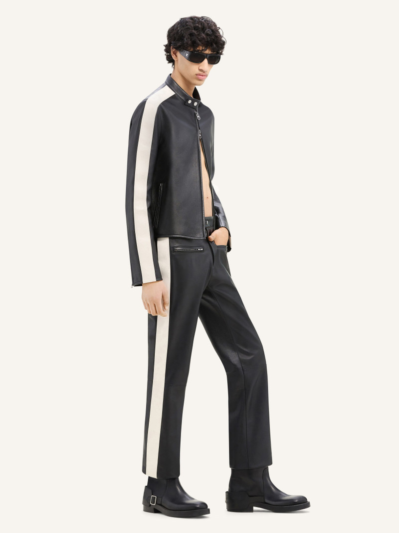 CONTRAST BAND BIKER LEATHER PANTS 3