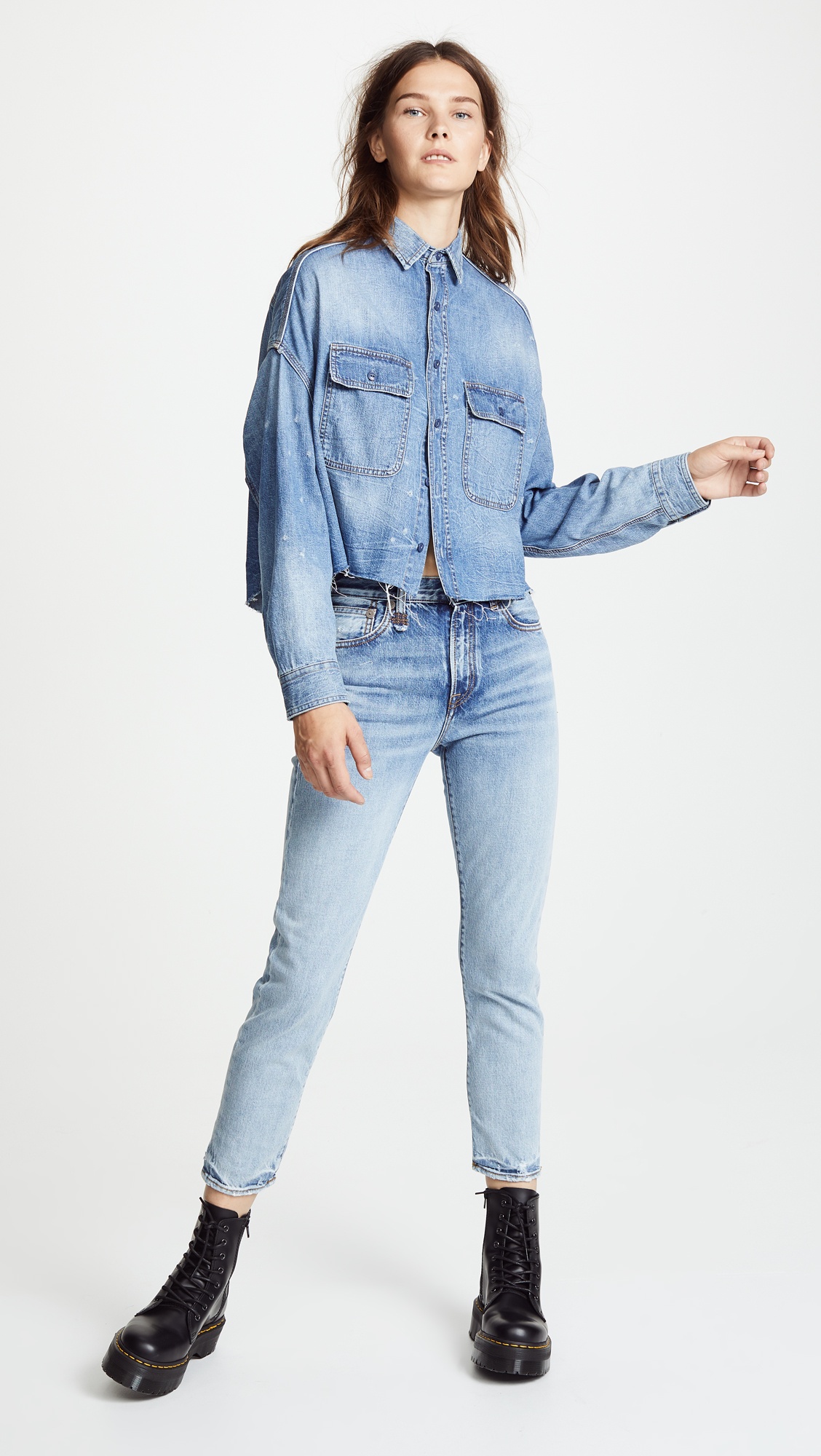 Cropped Denim Shirt - 5