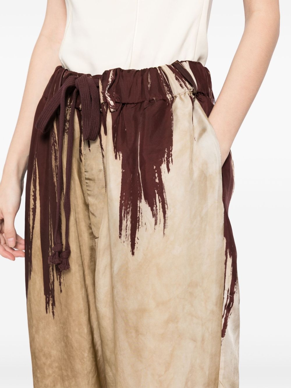 abstract pattern print drawstring trousers - 5