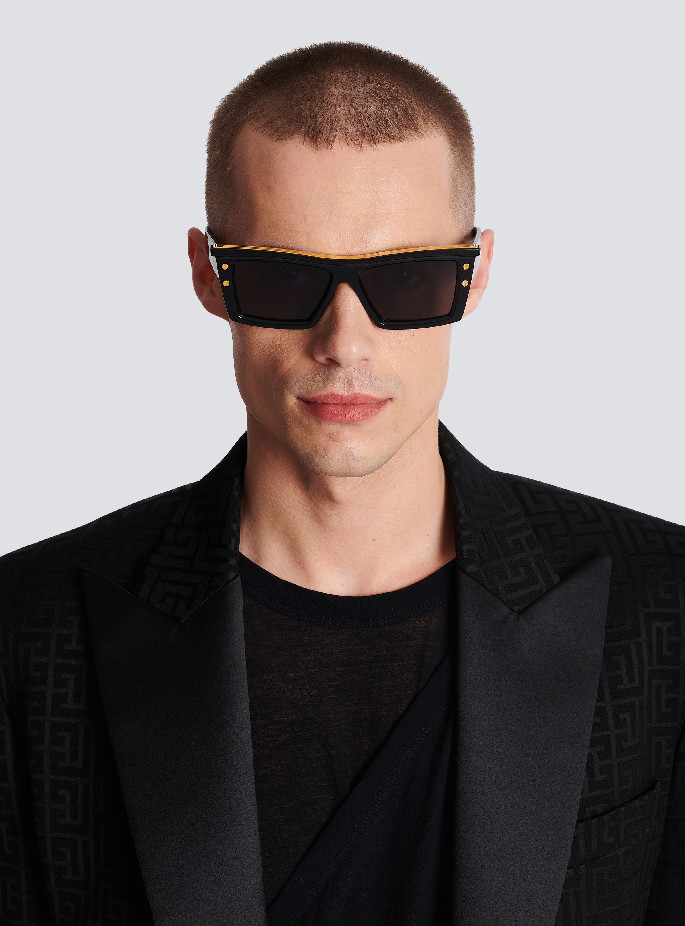 Balmain Imperial Acetate & Titanium Rectangle Sunglasses