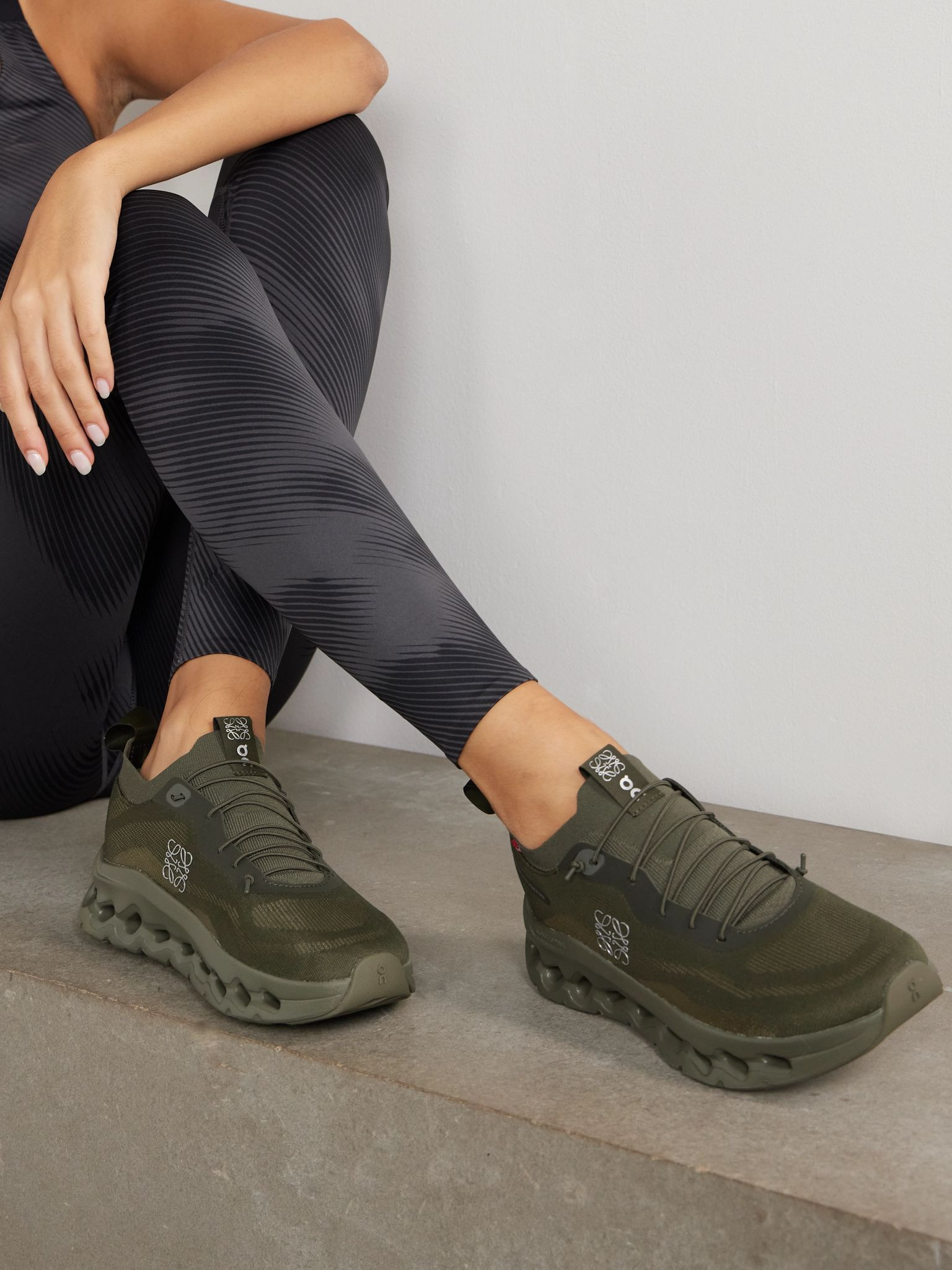 + ON Cloudtilt stretch recycled-knit sneakers Army green - 2