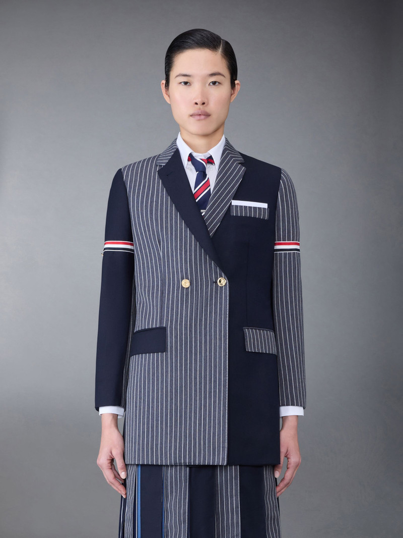 Fun-Mix Pinstripe and Super 120's Armband Double Breasted Classic Sport Coat - 1