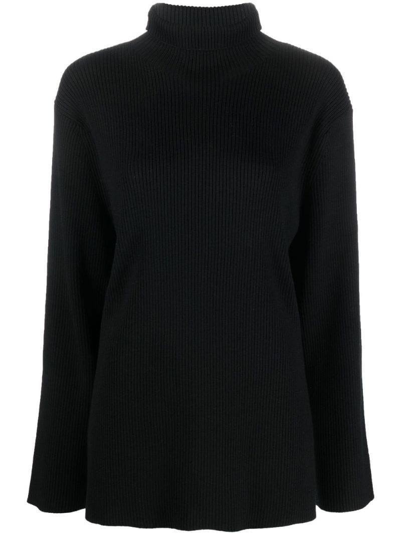 roll neck ribbed jumper - 1