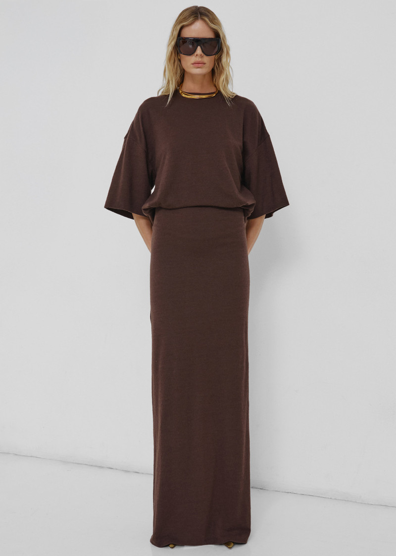 Darkpark Marlin Open Back Wool Dress - Dark Brown 3