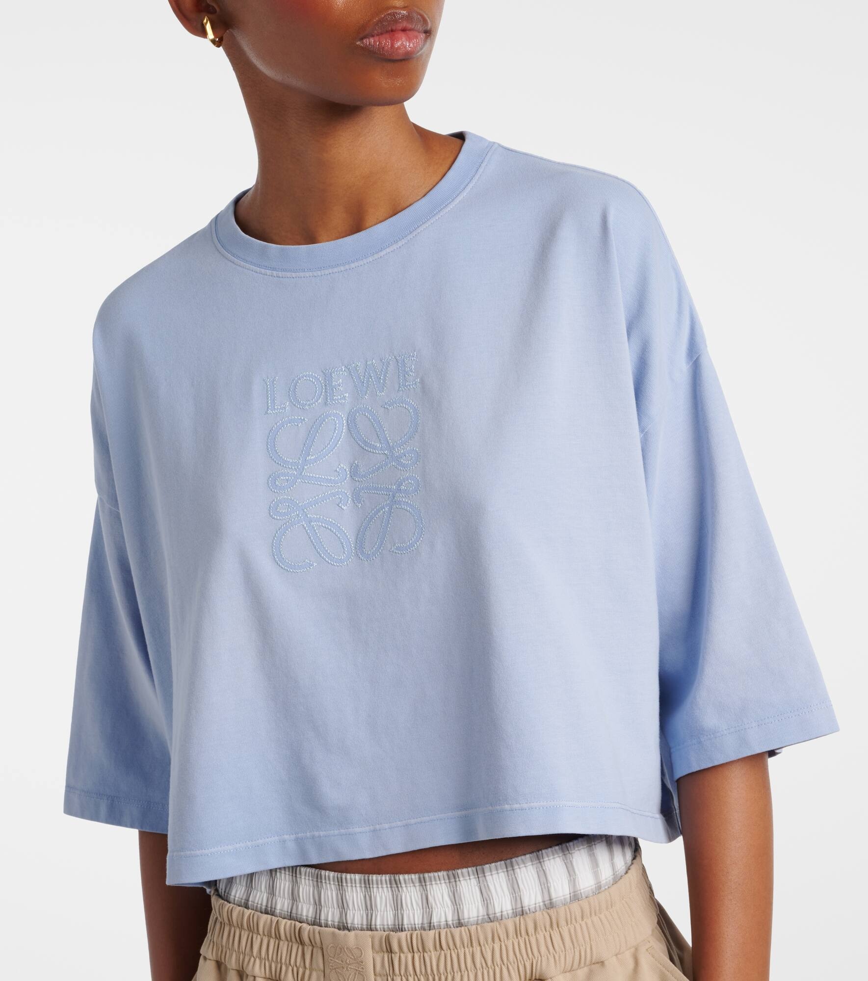 Anagram cropped cotton jersey T-shirt - 4