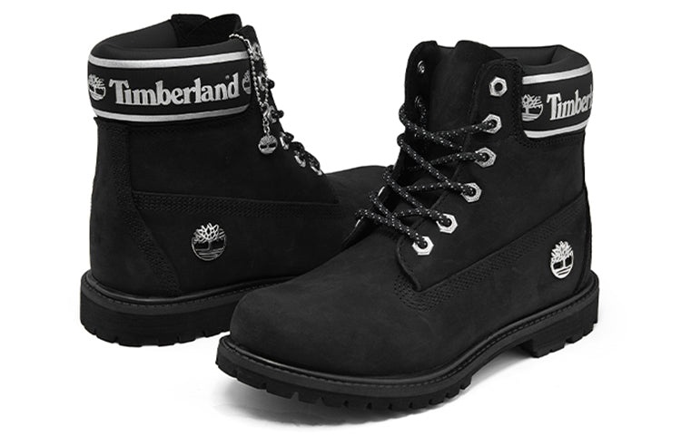 (WMNS) Timberland 6 Inch Premium Waterproof Boots 'Black Nubuck Logo' A41CXW - 5