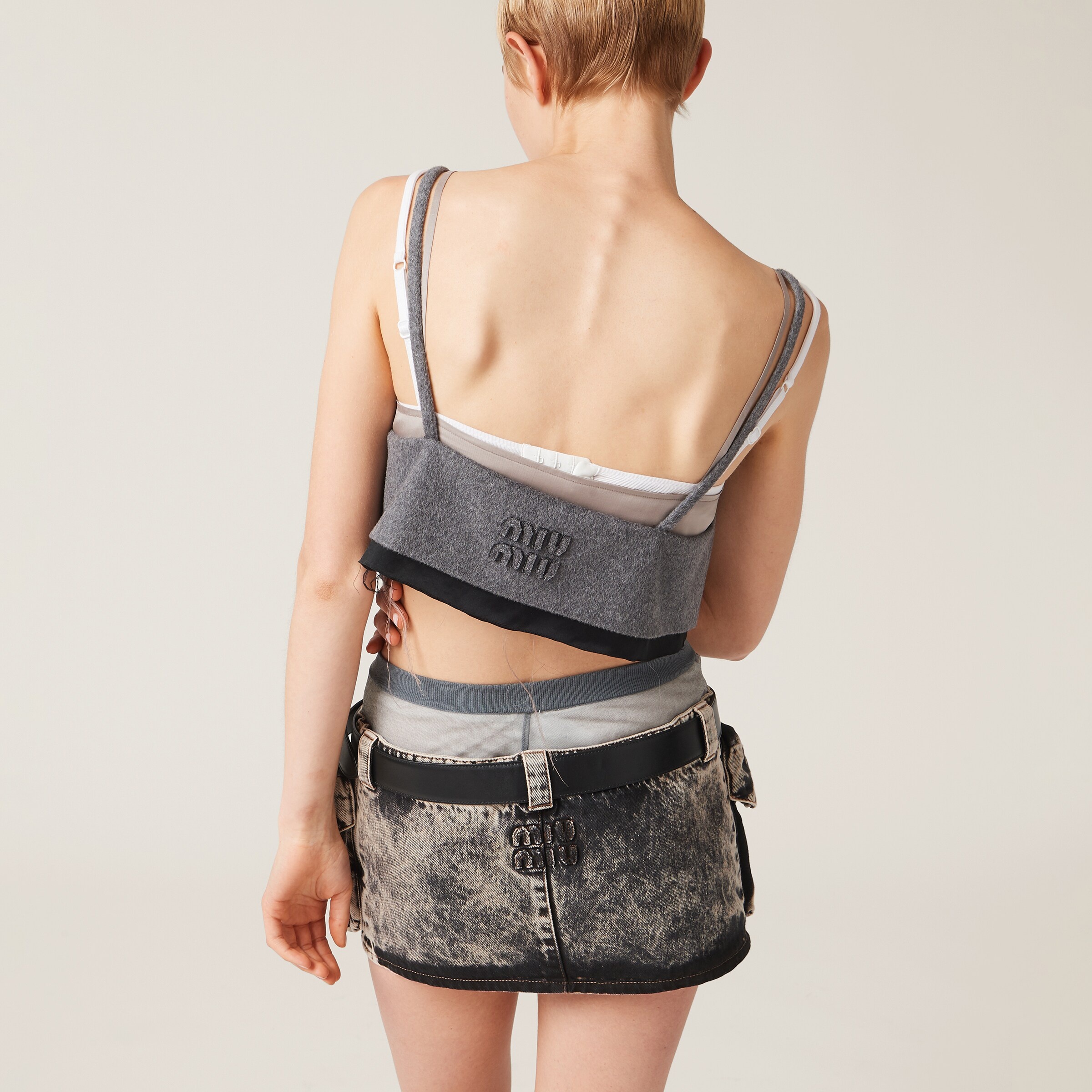 Marbleized denim miniskirt - 3