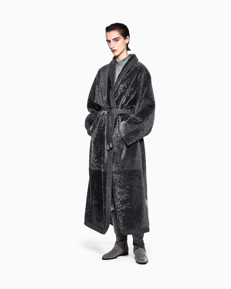 SHEARLING COAT WITH SHAWL COLLAR AND BELT 2