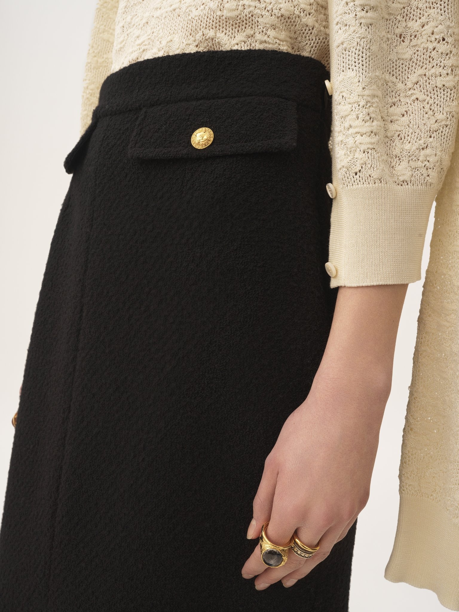 KNEE-LENGTH SKIRT IN WOOL BOUCLETTE - 6