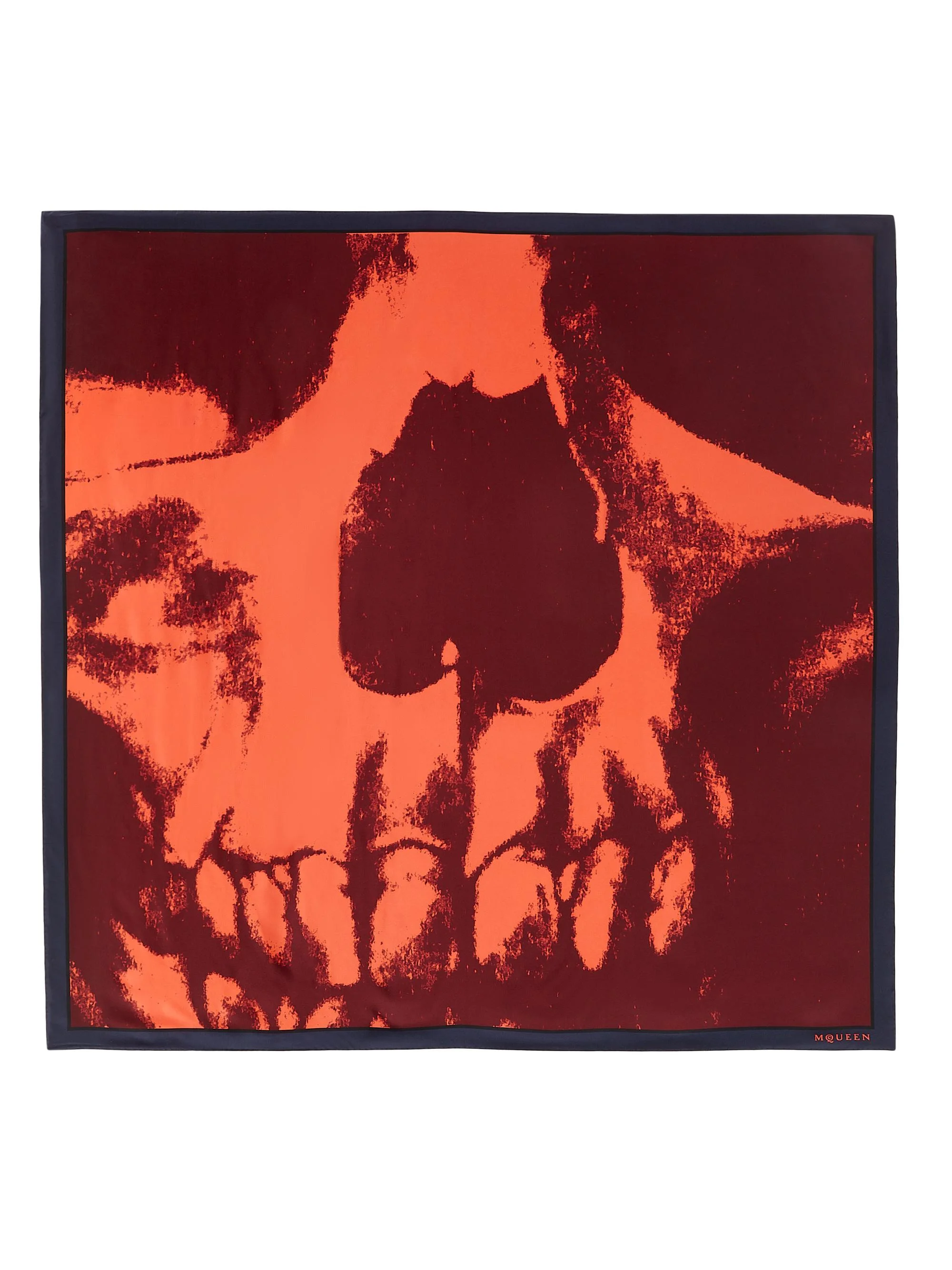 Women's Exploded Skull Silk Twill Scarf - Coral Burgundy - 1