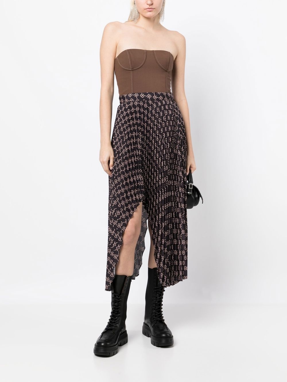 monogram-print asymmetric skirt - 2