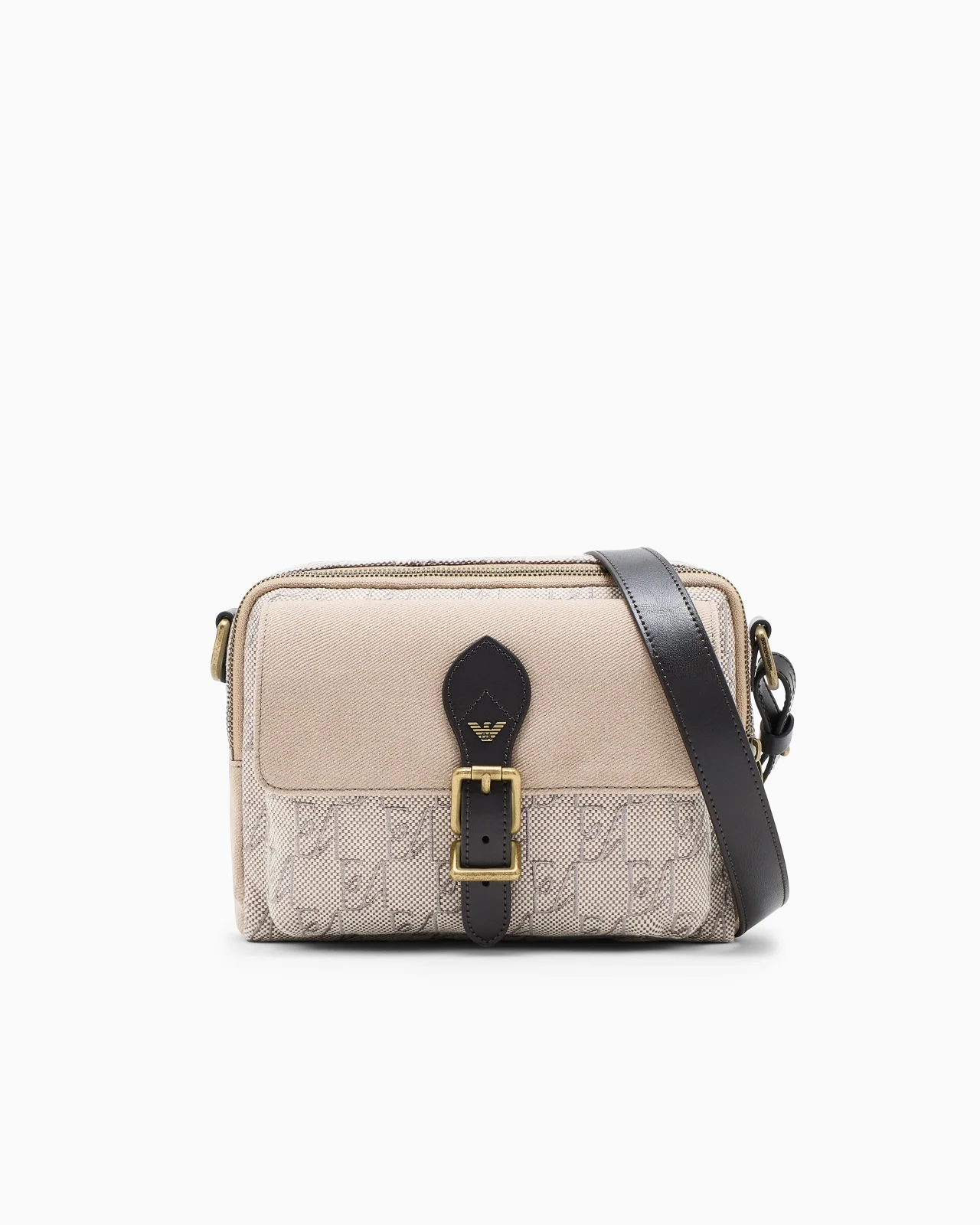 CROSSBODY BAG IN COTTON WITH MONOGRAM PATTERN AND BUCKLE - 1
