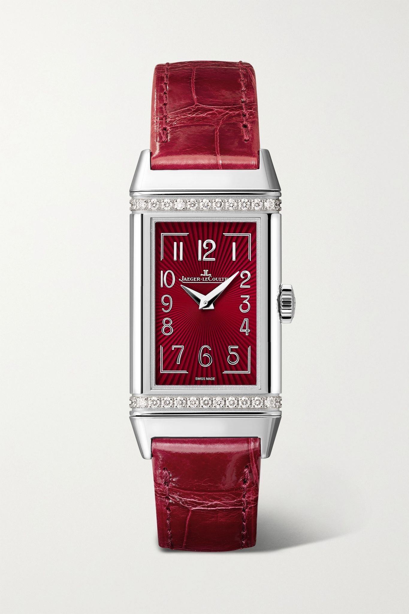 Reverso One 20mm stainless steel, diamond and alligator watch - 1