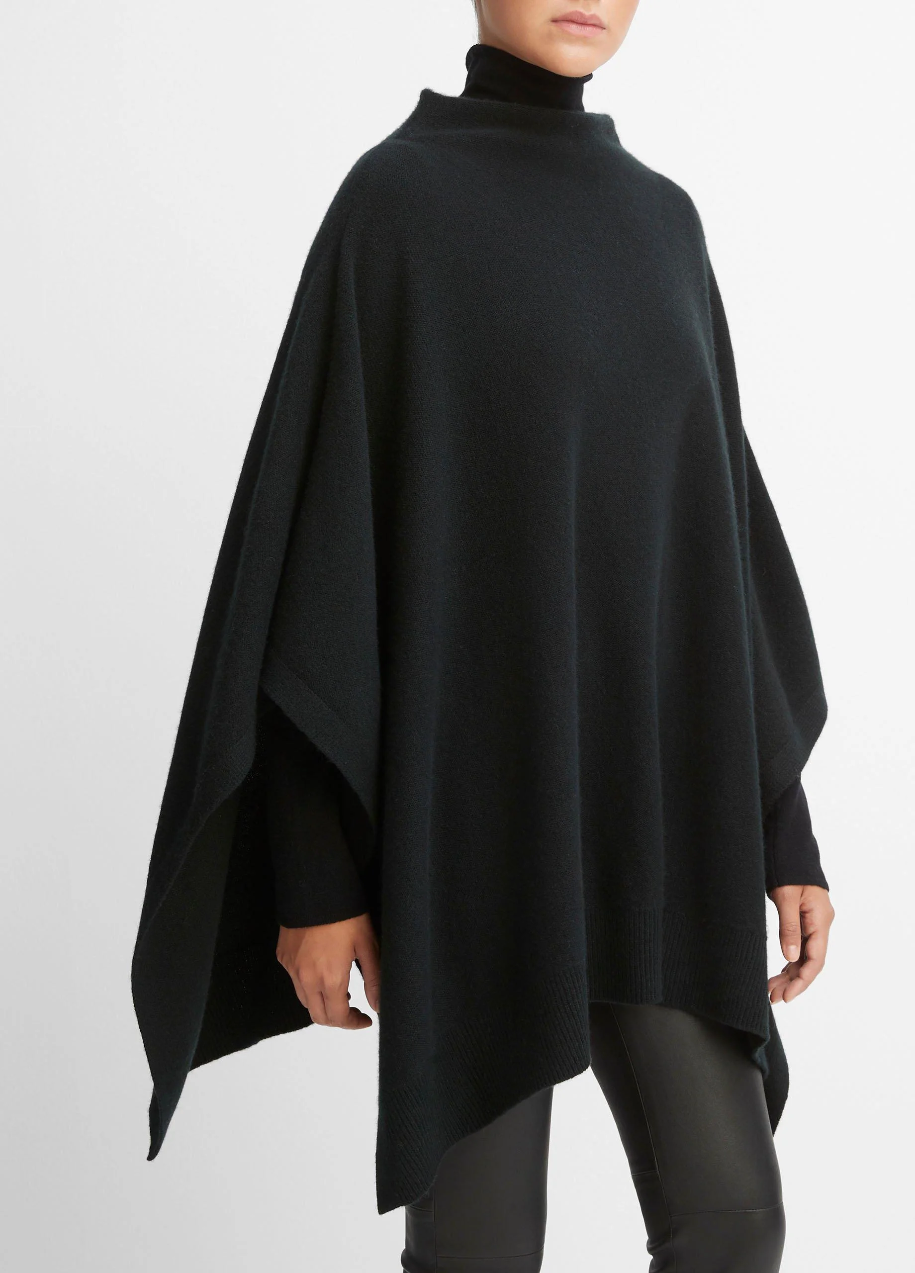 Merino Wool-Cashmere Funnel-Neck Poncho - 1
