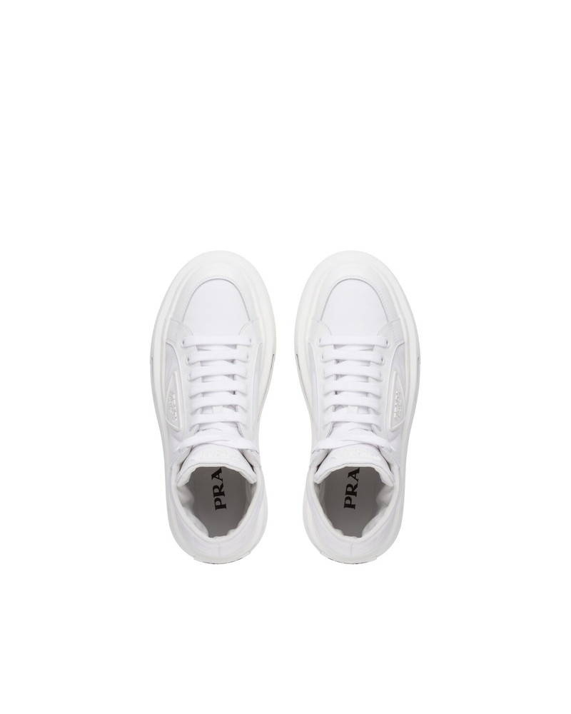 Prada Macro Re-Nylon and brushed leather high-top sneakers 4
