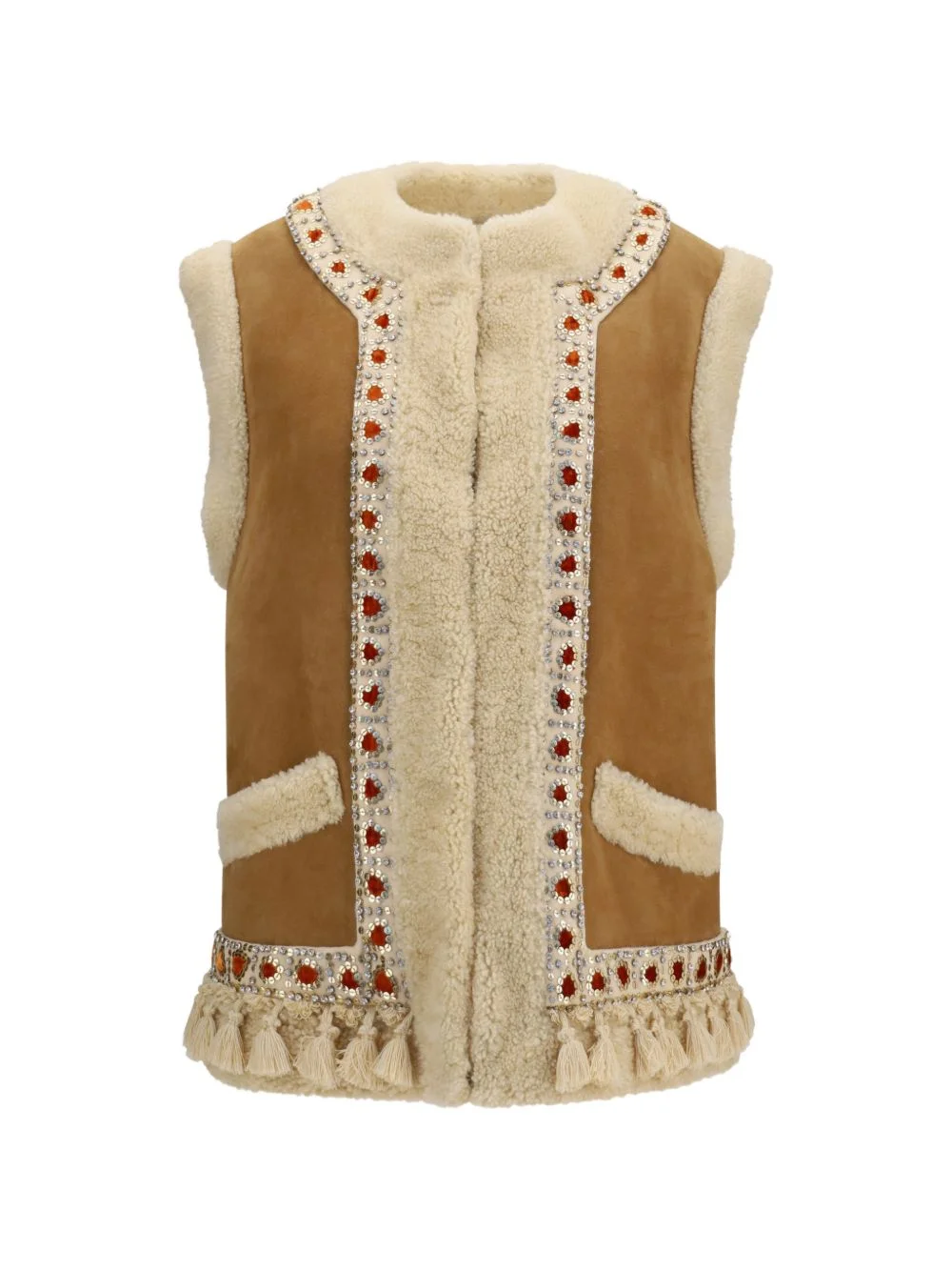 embellished tassel-trim gilet - 1