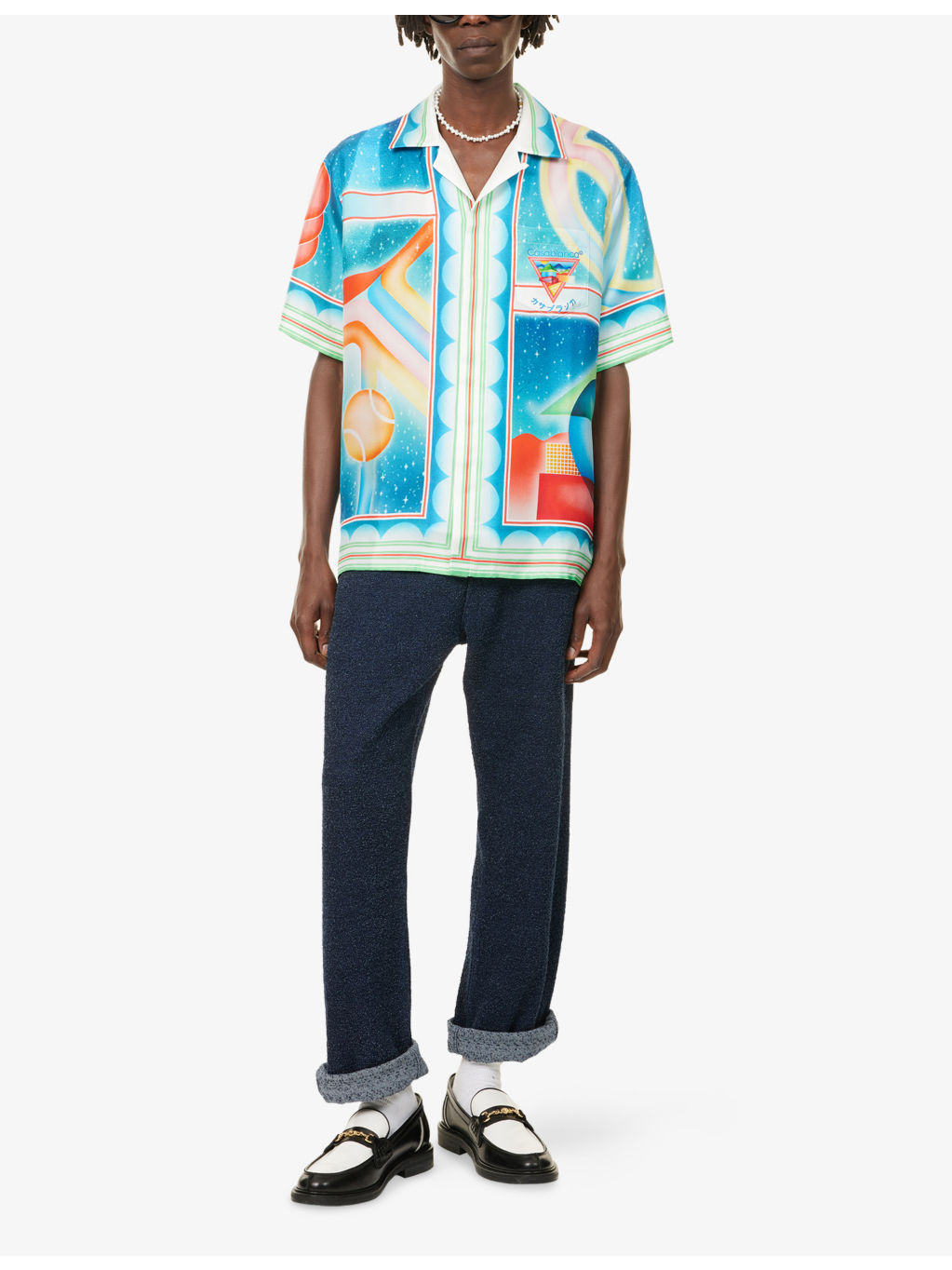 Cuban-Collar Logo Silk Shirt - 2