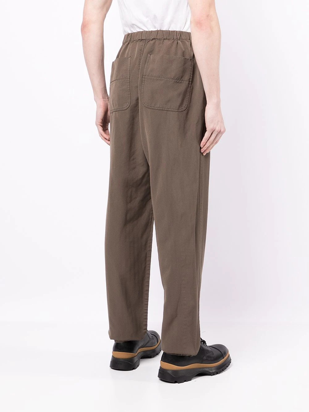 elasticated-waist straight-leg trousers - 4