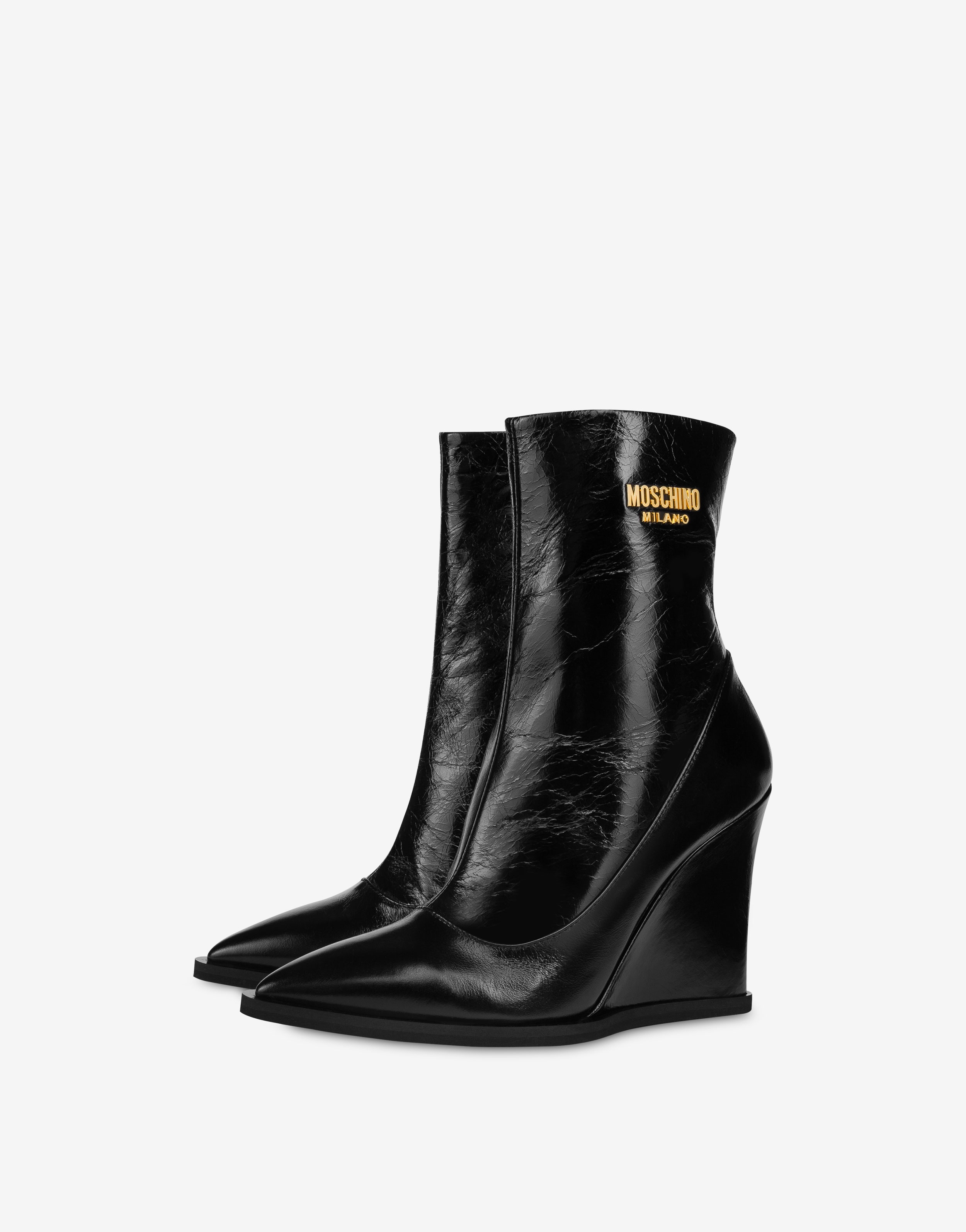 METAL LOGO WEDGE ANKLE BOOTS - 1