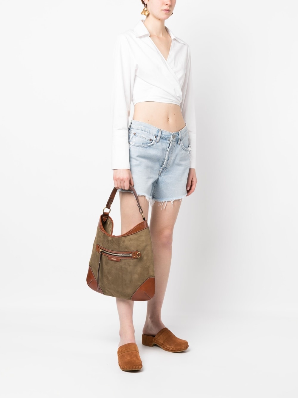 suede-finish leather tote bag - 2