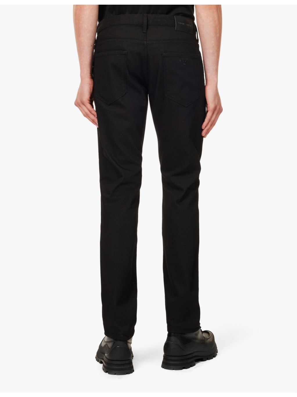 Brand-patch regular-fit tapered-leg low-rise cotton-blend jeans - 4