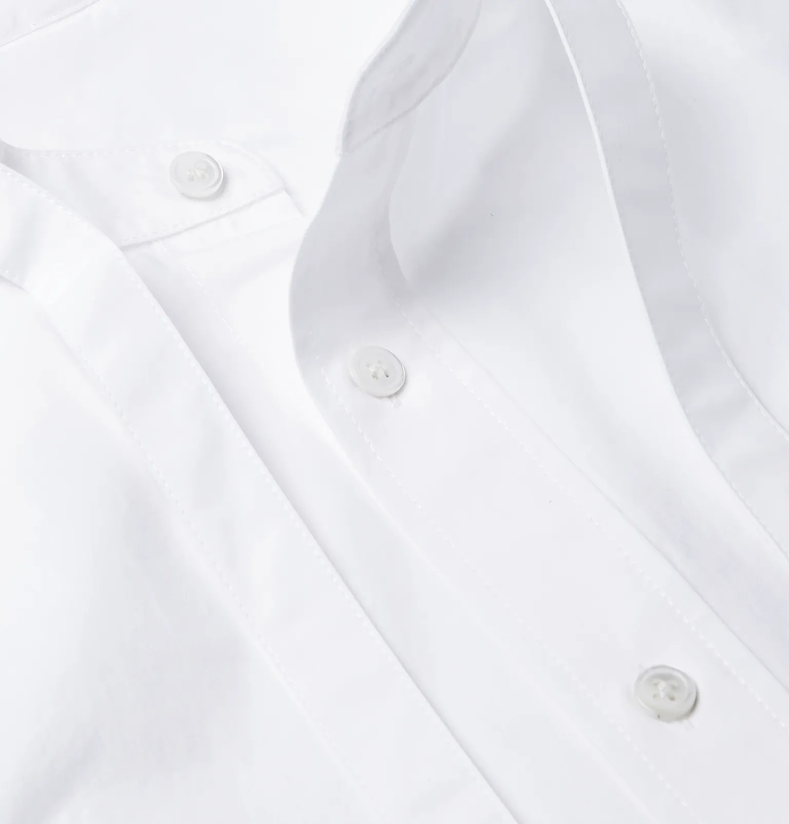 Grandad-Collar Tie-Detailed Cotton Shirt - 4