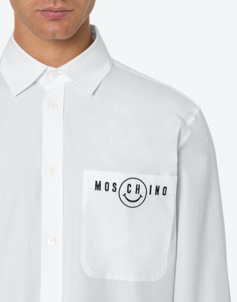 MOSCHINO SMILEY®EMBROIDERY POPLIN SHIRT - 4