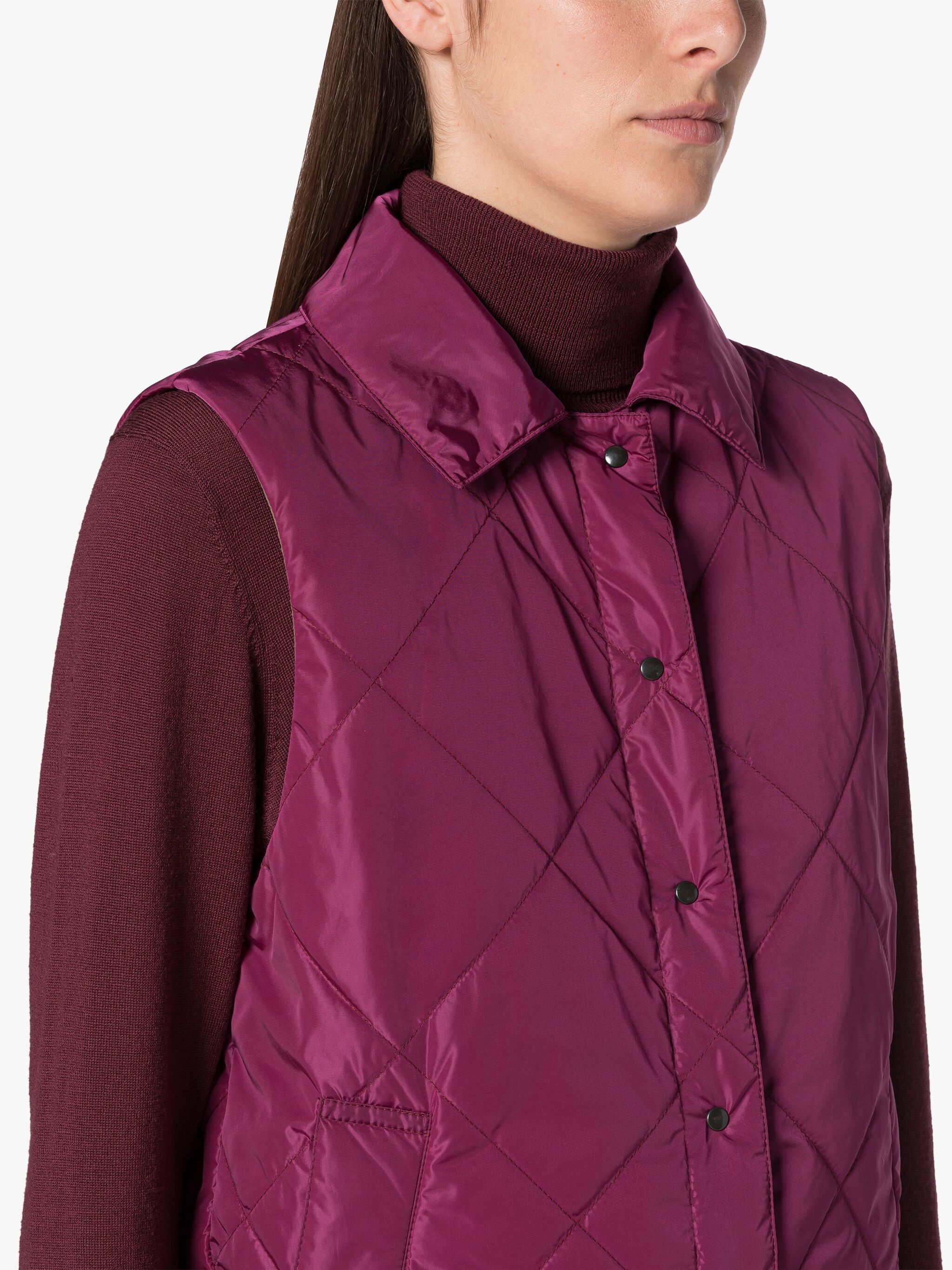 ANNABEL BURGUNDY QUILTED NYLON LINER VEST - 5
