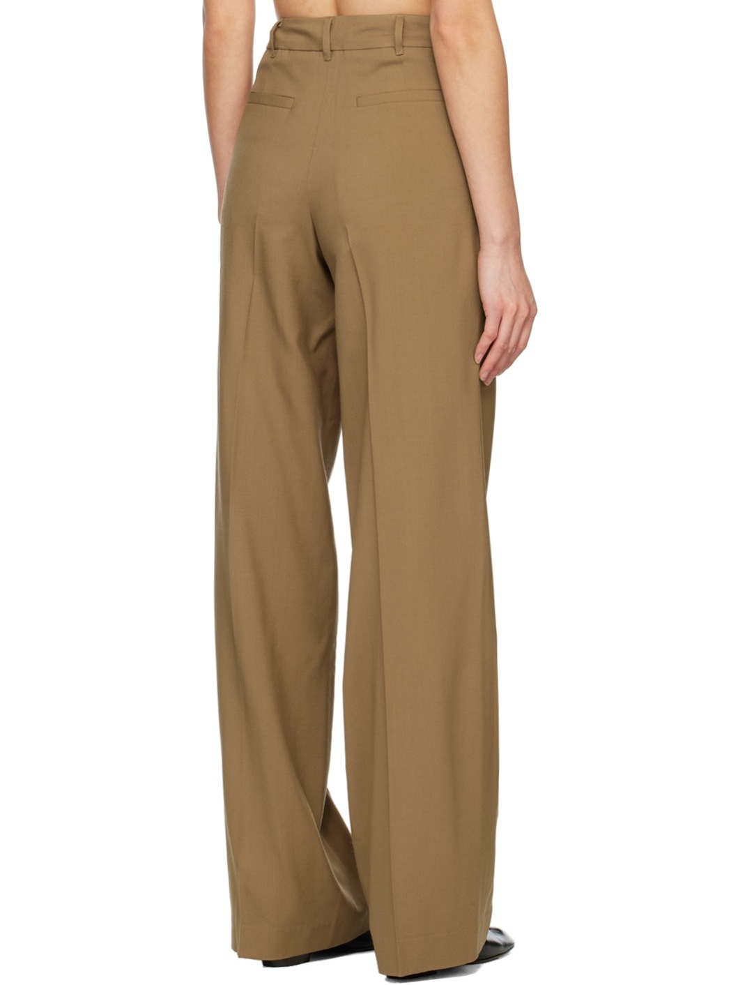 Brown Simple Line Trousers - 3