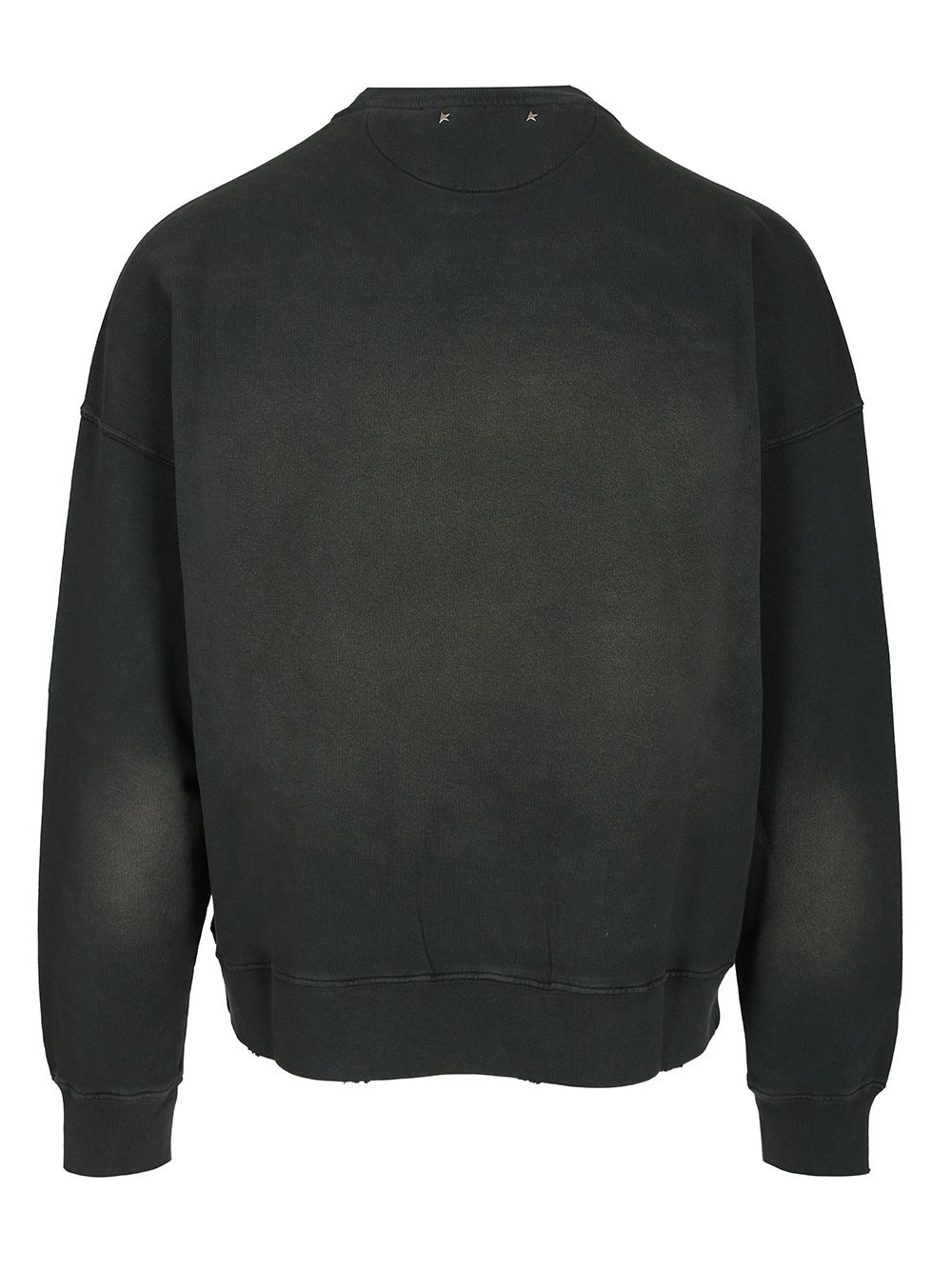 Journey Unisex Crew Neck Dyed Cotton Fleece Bleaching Effect With Embroidery Sweatshirts Black - 2