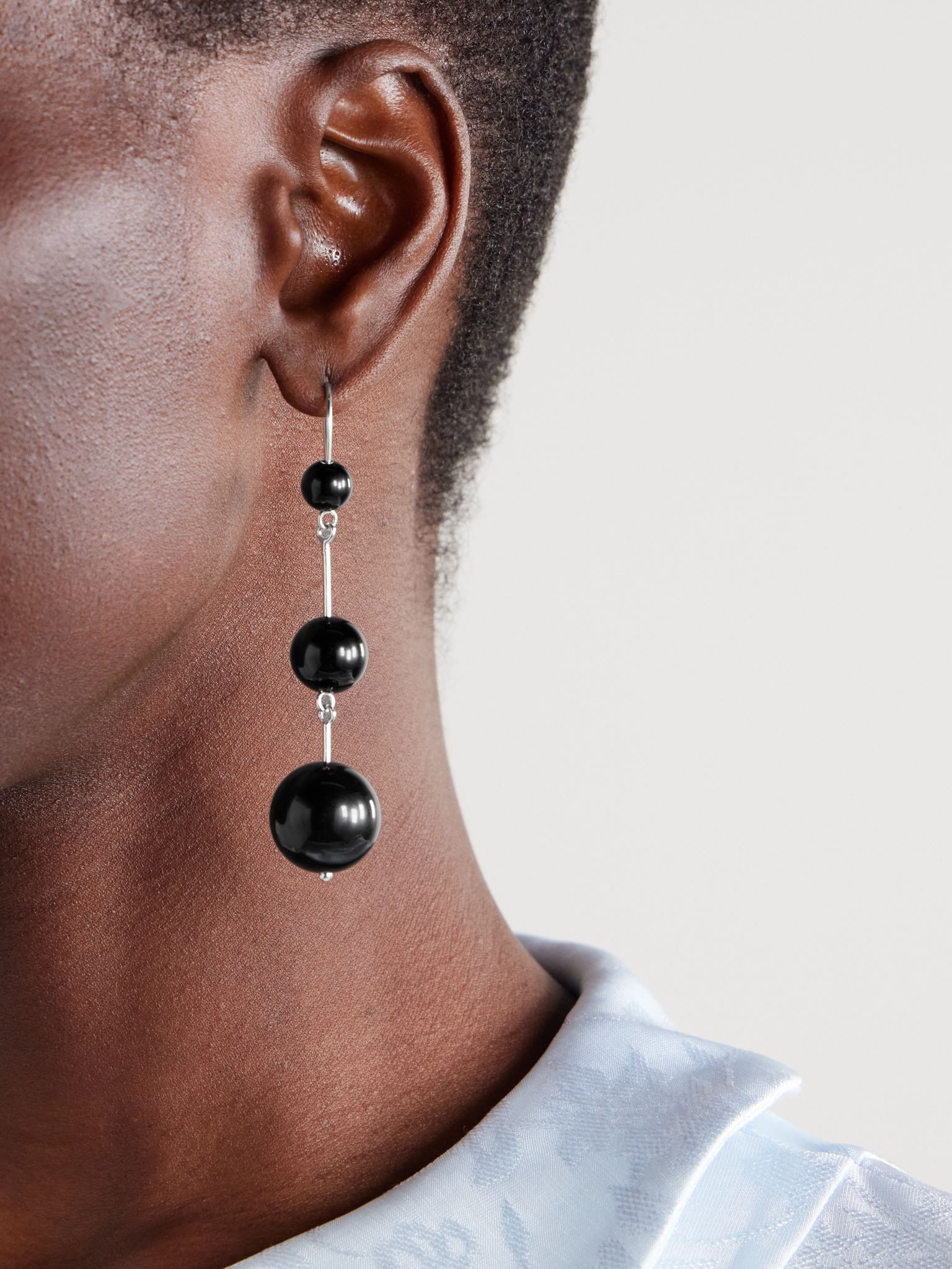 Olive silver onyx earrings Black - 2