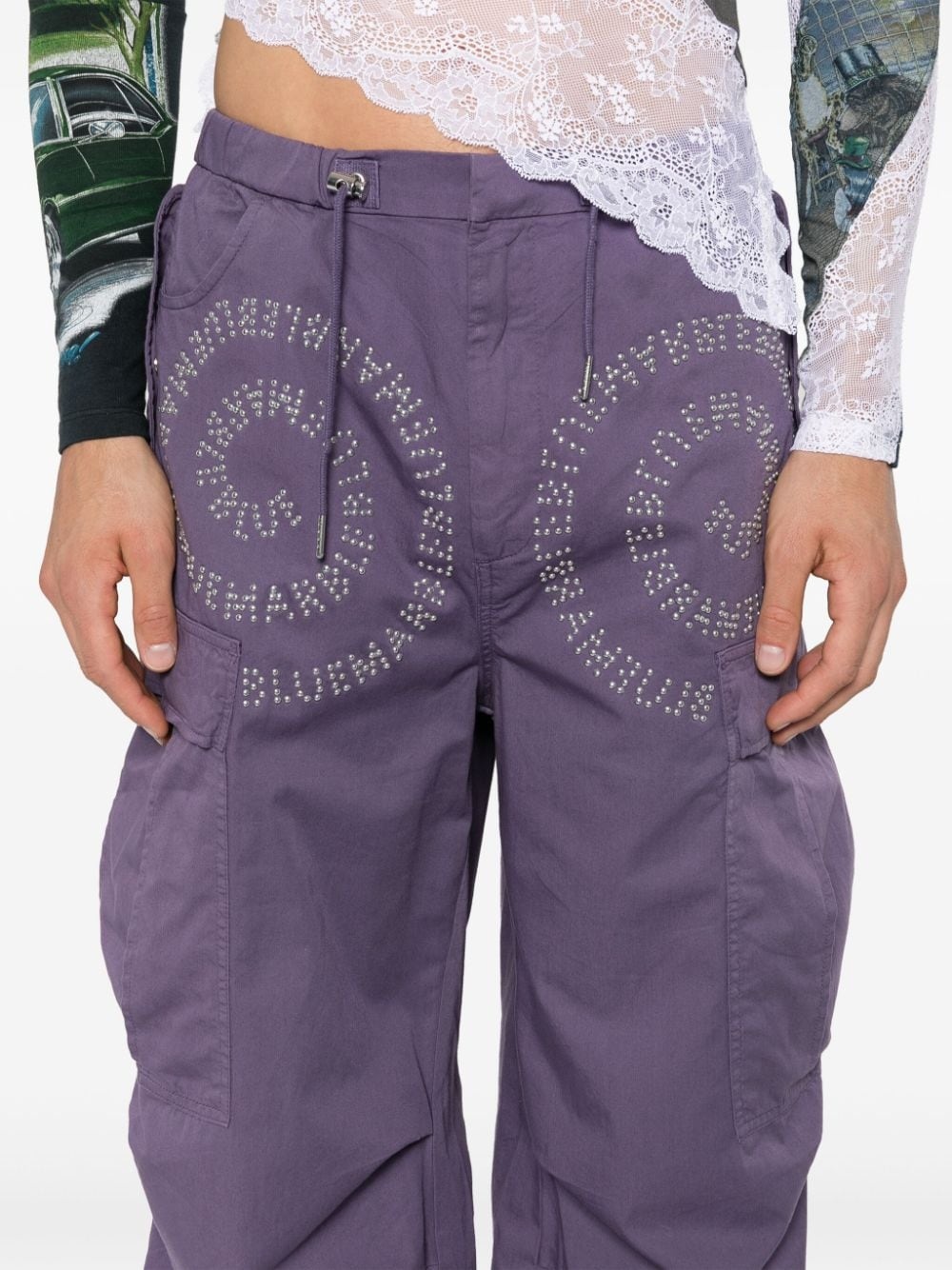 logo-stud trousers - 5