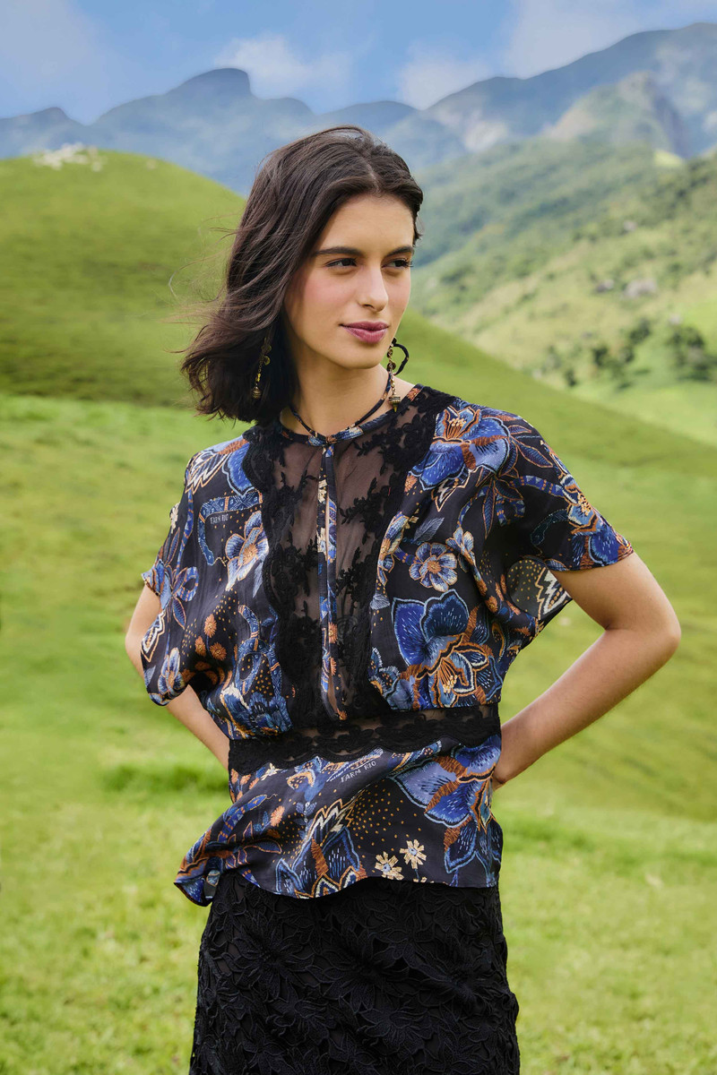 Black Snakes Bouquet Blouse 1