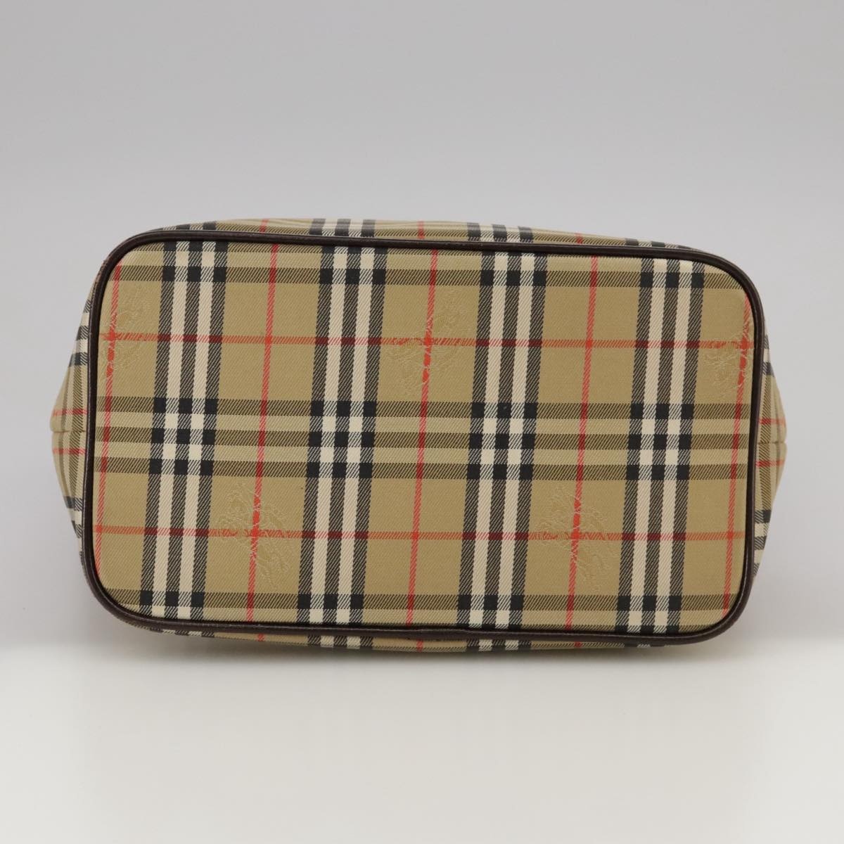 Burberry Hand Bag Canvas Leather Beige Brown Silver - 9