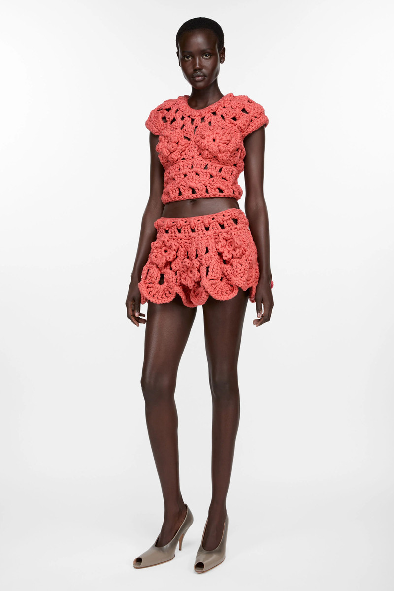 Crochet skirt - Coral red 4
