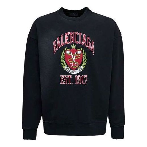 Balenciaga Est. 1917 College Logo Print Crewneck Sweatshirt 'Black' 676629TLV901076 - 1