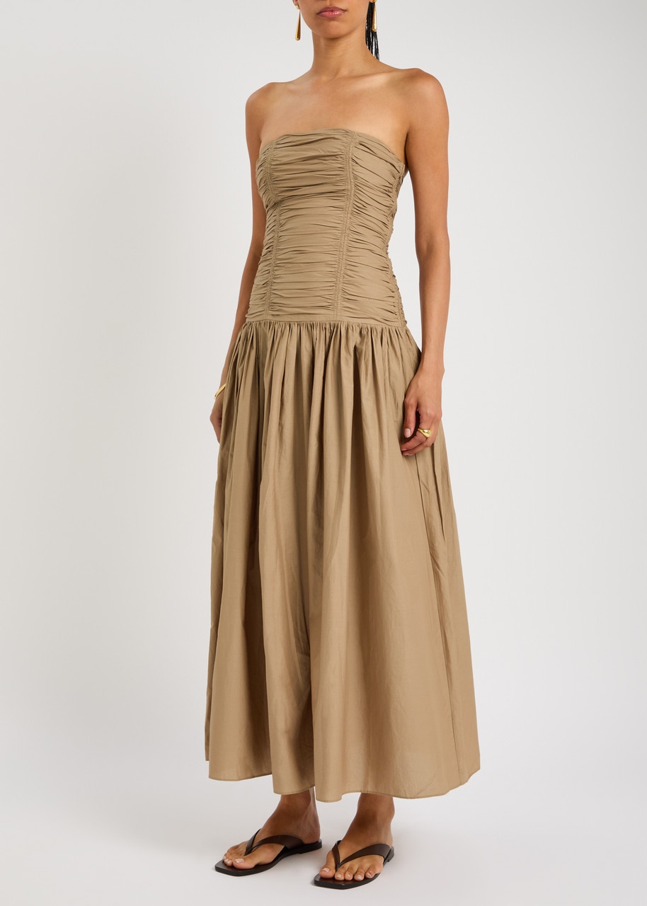 Matteau Strapless Drop Waist Cotton-poplin Midi Dress - 2